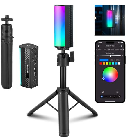 NEEWER Magnetic Handheld Light Wand with Desk Tripod, 17 Scenes, APP Control 360° Full RGB Mini LED Video Lighting Stick, 2500K-8500K Dimmable CRI97 for Photography Vlog TikTok, 2550mAh Battery, TL97C