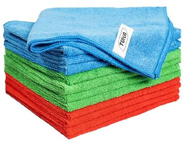 TUKA - 12 Bayetas Microfibra Multiuso 30x40 cm - Pack de 12 Bayetas Reutilizables para Limpieza en Hogar, Cocina, Coche, Baños y Oficina - Absorbentes, Suaves y Sin Rayas (12, Grande)