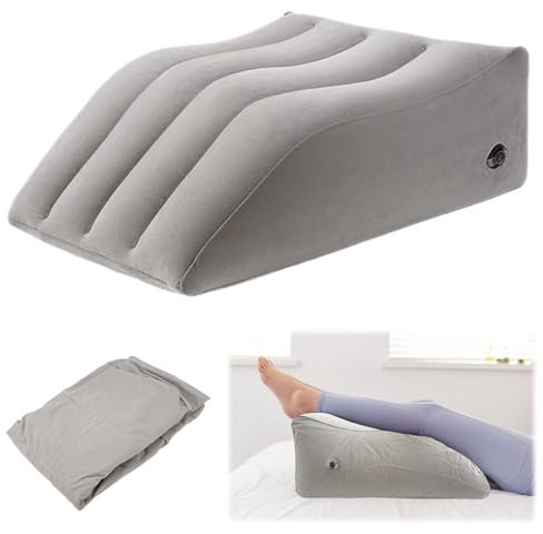 65x 50 X 25 cm Almohada de Cuña Inflable Portabilidad Cojín Reposapiernas Confort Elevar Piernas Cansadas Almohada de Soporte de Cuña para Piernas, Mejora la Circulación Sanguínea y Mejorar el Sueño