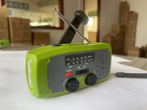 Radio solar de emergencia, radio de manivela con linterna LED, alarma SOS, AM/FM, con batería de 2000 mAh para carga de emergencia de Smartphone Green