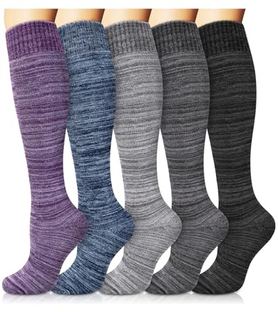 Ludaro 5 Pairs Womens Warm Knee High Boot Socks for Cold Weather