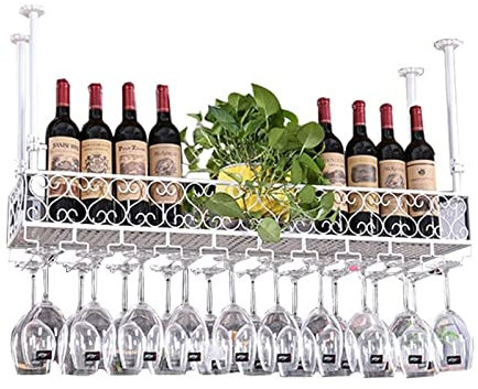 XCHSXYL Portabottiglie da Bar sospeso al soffitto, portabicchieri da Vino sospeso al soffitto, bancone da Bar per cucine, portabottiglie per calici, portabicchieri da Appendere al soffitto, portabic
