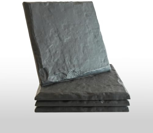 Pietre miliari da giardino con paletti, set di 4 tappetini in polipropilene, 39,4 x 39,4 cm, resistenti alle intemperie, facili da installare (4 pezzi, grigio)