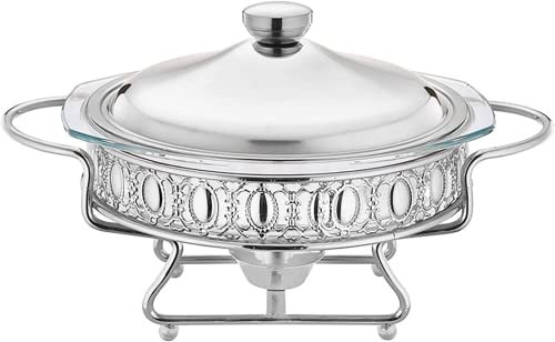 MYUYEE Set da Buffet con scaldavivande scaldavivande e scaldavivande in Acciaio Inox Mini pentola Calda per Catering Picnic all'aperto per Uso Domestico 2 l,Argento