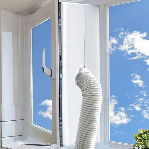Fensterabdichtung Für Mobile Klimageräte, Mit Angenähter Schlauch Verlängerung, Für EinflügeligeFenster Mit Breiten Fensterbänken Und Tief Eingebaute Flügelfenster, Altbauwohnungen, 300cm