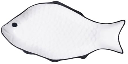 Healifty Ceramic Fish Steaming Plate Medium Size Fish Shaped Serving Dish Microwave Safe Food Steamer Holder Kitchen Tableware for Home and Restaurant Use