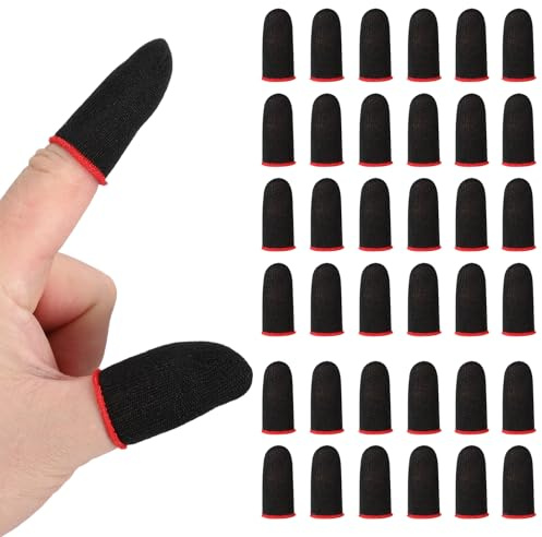 PATIKIL Guanti per Dita con Punta in Fibre d'Argento, 120 Pezzi Guanti per Gaming Antisudore Traspiranti per Dispositivi Touchscreen, Rosso