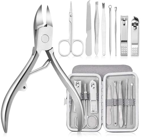 LQUYTA 1 Set Tronchesino Unghie Piedi Set Affilato Professionale Acciaio Inossidabile Becco d Aquila Tagliaunghie Piedi Multifunzione Kit Adatto per Unghie Incarnite Spesse e Profonde (Grigio)