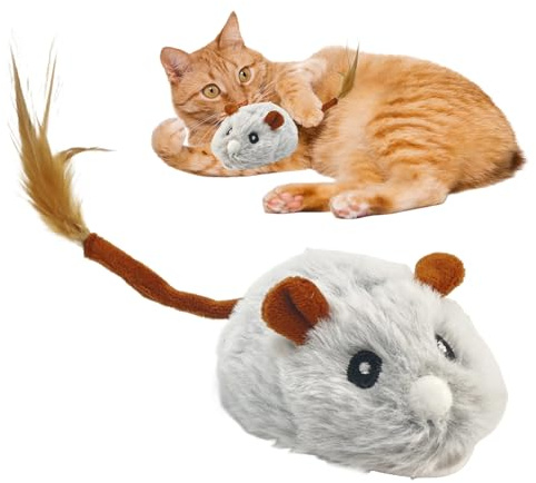 Juguete Automático Para Gatos | Juegos Recargables Con Forma De Ratones De Peluche - Juguetes Interactivos Para Gatos Con Rueda Silenciosa,Para Jugar, Ejercitar, Entretener, Entrenar, Halloween, Cumpl