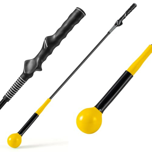 COSTWAY Aide à l'Entraînement de Golf, Entraîneur de Swing de Golf pour l'Échauffement avec Tête Lestée pour la Prise en Main, Correcteur d'Oscillation pour Adultes et Jeunes