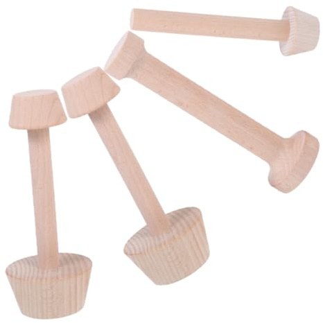 EPIGEIST 4 Moldes de Madera para Tartas Doble Cara, Moldes para Hornear Tartaletas Pequeños y Medianos, Apisonador de Postres para Repostería Casera, Utensilios para Fiestas y Cocina