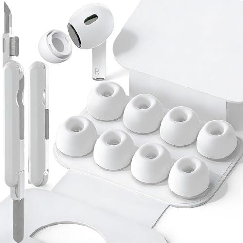 SIXFU 1 Größen der Silikontips Aufsätze für AirPod Pro und AirPods Pro 2 Aufsätze Ohreinsätze Tips mit Reinigungsset & Tragbarem Aufbewahrungskasten, Lärmreduzierung Loch(M) - Weiß