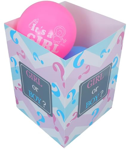 BESTYASH Scatola per Rivelare Sesso con Palloncini Rosa e Blu, Set per Decorazioni Shower, Accessori Fotografici per Feste di Nascita Maschio o Femmina (30x30x40 Cm)