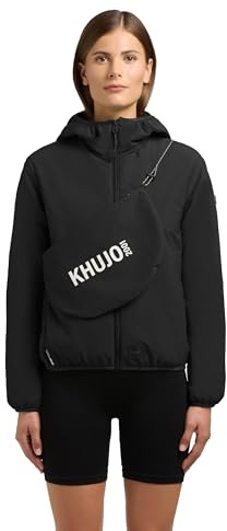 khujo lätt puffy övergångsjacka, i innerficka, packbar kort jacka med axelväska och huva Shelly2 XS-XXL, svart, S