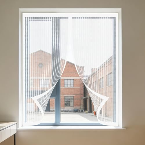 Mosquitera Ventana 125 x 115 cm sin Taladrar Ni Atornillar Window Mosquito Net Lavables para Exterior Jardín Balcón Salón Casa Tienda, Blanco