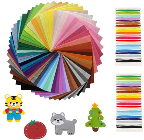 TTIAYAO 66 Farben Bastelfilz Filz zum Basteln Bunte Filzstoff 20 x 30 cm | Vliesstoff Filzplatten mit Nähzubehör Polyester Felt Fabric für DIY Handwerk Nähen Patchwork Dekoration Kunsthandwerk