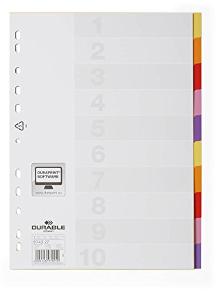 Durable 674327 Varicolor Kunststoffregister (mit 10 farbigen Taben und Deckblatt) 1 Stück