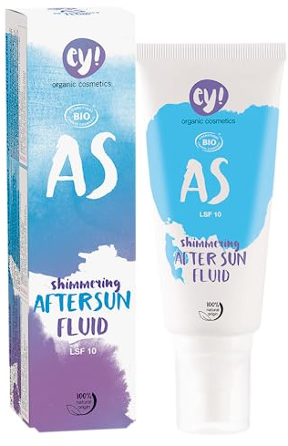 ey! organic cosmetics Shimmering Aftersun Spray SPF 10 vegan, ohne Mikroplastik, Naturkosmetik für Gesicht und Körper, 1er Pack (1 x 100ml)