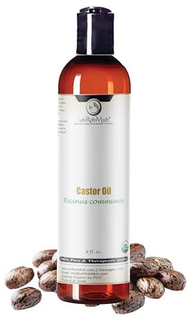 uh*Roh*Muh Pure Organic Castor Oil | USDA Certified Caster Oils in Plastic Bottle | Cold Pressed Caster Oil For Hair Growth, Eyelashes, Eyebrows & Skin | India | 8 Fl Oz