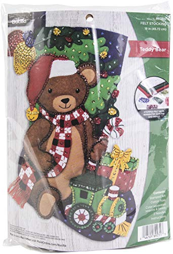 Bucilla 89231E Filz-Weihnachtsstrumpf-Set, 45,7 cm, Teddybär