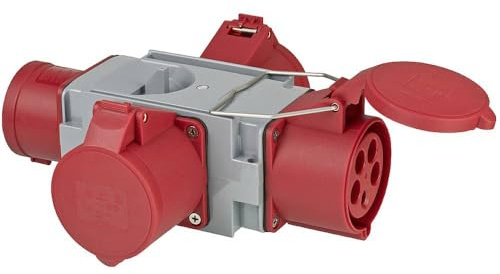 Brennenstuhl distribuidor de corriente con adaptador CEE para alta tensión IP44 (1x enchufe CEE 400V/32A y 3x tomas CEE 400V/32A, para el uso en obras, distribuidor CEE transversal)