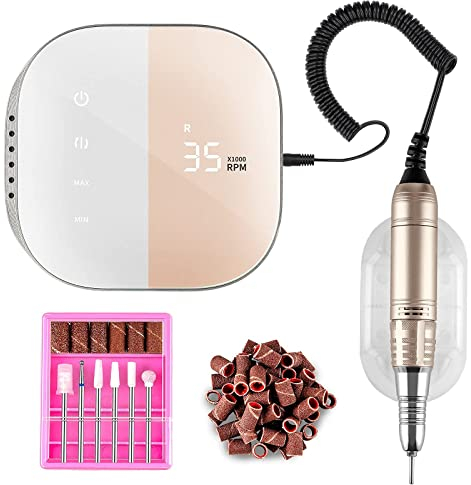 Madenia Elektrische Nagelfräser TouchPro Gelnägel 35000 UMin Profi Nagelfeile Elektrische Maniküre Pediküreset Kunstnägel, mit HD-Digitalanzeige, inkl 6x Bits,Rosa…