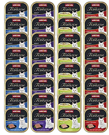 animonda Vom Feinsten Adult Fisch & Fleisch Vielfalt (32 x 100 g), Nassfutter für ausgewachsene Katzen, Katzenfutter ohne Getreide und Zucker, fein-stückige Pasteten