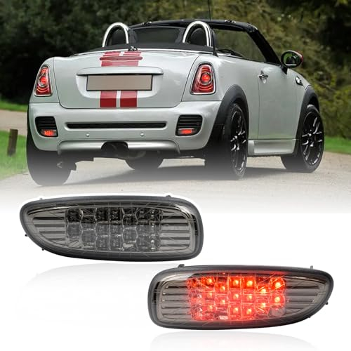 njssjd LED Nebelschlussleuchten Kompatibel mit Mini JCW R56 R57 R58 R59 Rote LED Rücklicht Nebelscheinwerfer Montage Rauchglas