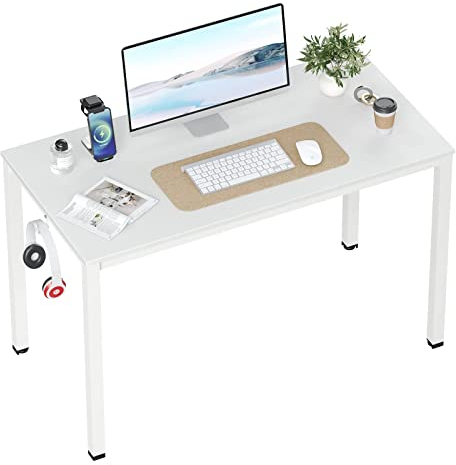 Sunon Schreibtisch Computertisch Arbeitszimmer Büro einfacher Aufbau Industrie-Design, Schlichter Schreibtisch 120 x 60cm Weiß