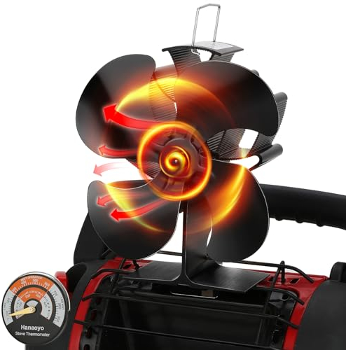 Hanaoyo Holzofen-Ventilator, kompatibel mit Buddy-Heizung, wärmebetriebener Ofenventilator, Schlitz-Design, mit Halterung für Heizungen, thermischer Kaminventilator, nicht elektrisch, für Camping