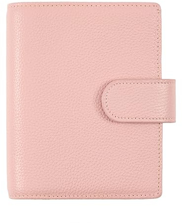 Ox Knight A7 Ordnermappe aus echtem Leder, nachfüllbar, Ringplaner mit 6 Ringen, Deluxe-Planer-Organizer mit Planer-Einsätzen und exquisitem Paket (Pink)