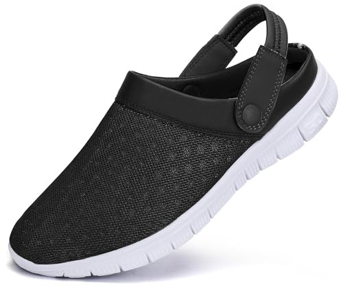 SAGUARO Zoccoli per Uomo Donna Sandali da Spiaggia Antiscivolo Traspirante Scarpe da Mare Pantofole Estate Ciabatte Giardino Outdoor, Nero, 44 EU