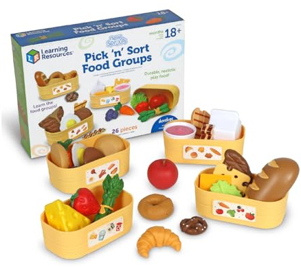 Learning Resources New Sprouts Raccogli e Smista Gli Alimentii, età 18 Mesi+, Gioco di Simulazione di Negozio di Alimentari, Gioca con Gli Accessori da Cucina, Gioca col Cibo per Bambini Piccoli