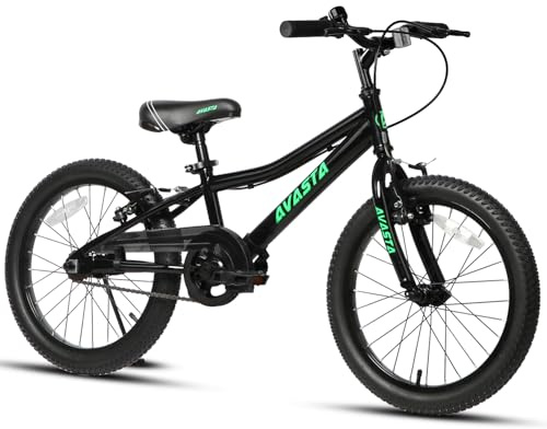 AVASTA Bicicletta per bambini 20 pollici per 6 7 8 9 10 anni ragazzi grandi ragazze adolescenti con doppio freno a mano e cavalletto e sedile regolabile, nero