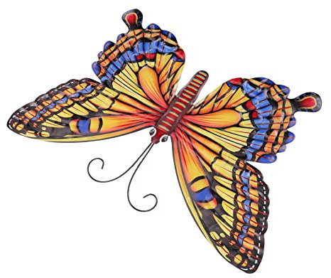 BESPORTBLE 1pezzi Decorazione Farfalla in Ferro Battuto Gialla Sospensione da Parete Artistica per Casa Giardino e Ufficio Resistente e Pratica con Design Colorato Realistico