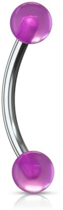 Paula & Fritz® Hantelstav UNIVERSAL Barbell silver akrylkula rostfritt stål kirurgiskt stål 316 L 1,2 mm stavtjocklek ögonbryn-n öronpiercing lysande, Rostfritt stål Akryl, Akryl
