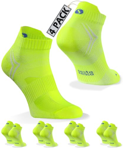 Sesto Senso 4 Pares de Calcetines Amarillo Deportivos Correr Cuartos para Hombre y Mujer Unisex 35-38 Yellow