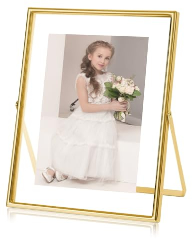 Gold Floating Frame 6x8, Tabletop Shelf Photo Frame, Metal Photo Frame with Glass For Photo 5x7, 4x6, 3x5, Classy Gift For Festival, Wedding, Home Decoration