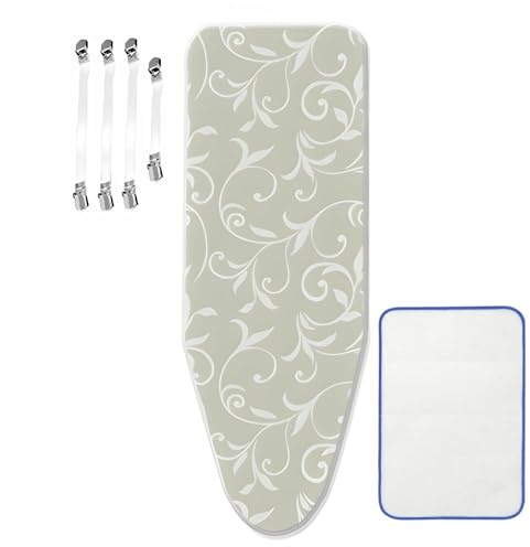 ZJBKX Bügelbrettbezug 150x60cm für Dampfbügeleisen Geeignet - mit Elastischer Clip, Kordelzug, Bügeltuch, Baumwolle Bügelbrettbezug