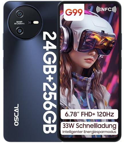 OSCAL Tiger 12 Smartphone Gemini AI, 24GB+256GB/1TB-TF, MediaTek Helio G99, 6.78 FHD+ 120Hz, 33W Ricarica Rapida, 64MP Telefono, Android, 4G Dual SIM Telefono Cellulare 3 Slot/NFC/OTG/GPS/3.5mm Jack