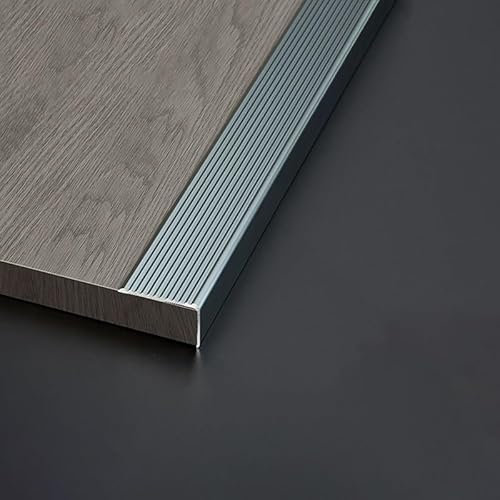 GFYHTN 90cm 1 Stück Treppenkantenprofi, Antirutsch-Profil Treppenkantenschutz In L-Form, Aluminium Treppenstufe Für Parkett Und Laminat(Gray,W3x2cm)