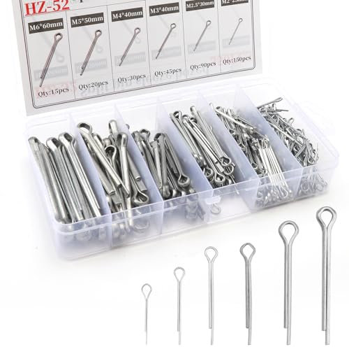 APOMOONS 350 Pcs Cotter Pins Assortmen Stainless Steel Split Pins Assorted Clip Key Fastener Fitting Panel Pins Kit Panel Pins Kit for Automotive, Mechanics, Car Garage, Workshop Repair