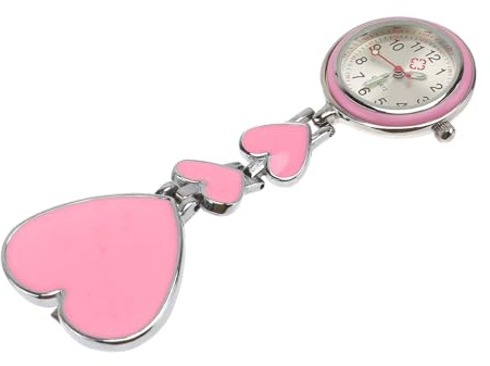 LIFKOME Herzförmige Krankenschwesternuhr mit Quarzwerk, Rot, Tragbar | Taschenuhr für Pflegekräfte, Stabil und Verschleißfest, Handlich für Alltag