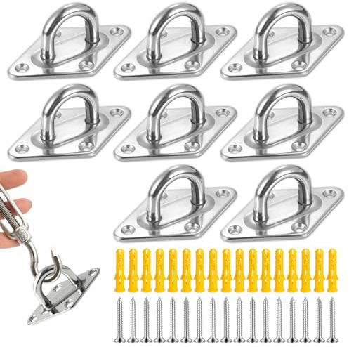 Anclaje para montaje en pared de techo, 8 piezas de anillos de instalación, ganchos de sujeción, soportes de amarre, ojales de instalación, para fijar cargas en vehículos como camiones, remo