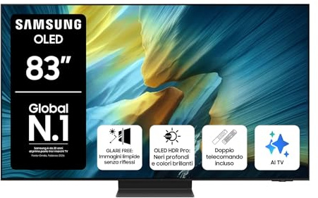Samsung OLED 4K Vision AI Smart TV 83'' QE83S95FAEXZT, NQ4 AI Gen4 Processor,AI Upscaling, Glare Free, Dolby Atmos & OTS+, Infinity One Design, PACCHETTO INTRATTENIMENTO, 2025