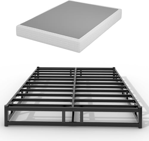GRUSIGN 7 Inch Box Spring for Queen Bed, Quick Assembly Queen Size Metal Mattress Foundation with Fabric Cover, Strong Steel Frame, Heavy Duty, Low Profile Bed Frame Base Cama, Queen
