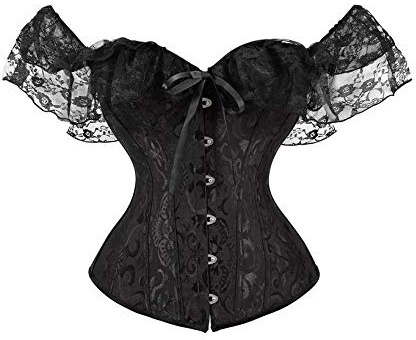 RUIWANBBY Corset Tops for Women Floral Print Sleeveless Back Lacing-Up Boned Overbust Lingerie Bodyshaper Satin Waist Cincher (B-Black, 2XL)