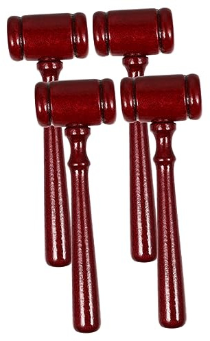 Gadpiparty 4pcs Adorable Wooden Judge Hammer for Courtroom Auction Gavel Craft Decor Role Play Plaything Cognitive Toy