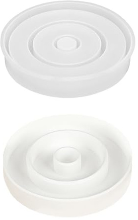 FUGLUS 2 Stück Silikonformen Gießformen Kerzenhalter,Silikonform Kerzenhalter Set, Gießform Haus und Gießform Kerzenhalter Rund, Formen für Gips Gießen für Kerzenhalter Handwerk