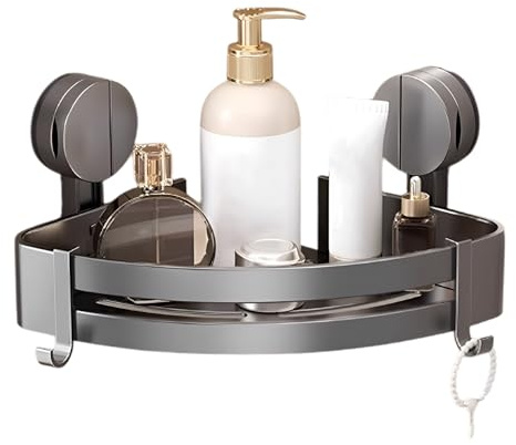 Generico Triangular Suction Cup Basket - Corner Shower Organizer | Corner Shower Shelves with | No Drilling Corner Corner Shelf | Shower Racks